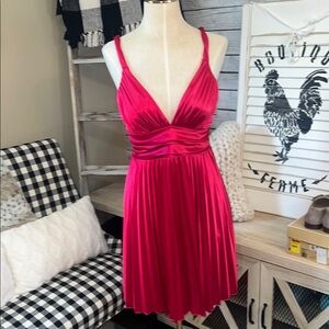 City Triangles  Vintage Elegant Red V-Neck Mini Dress